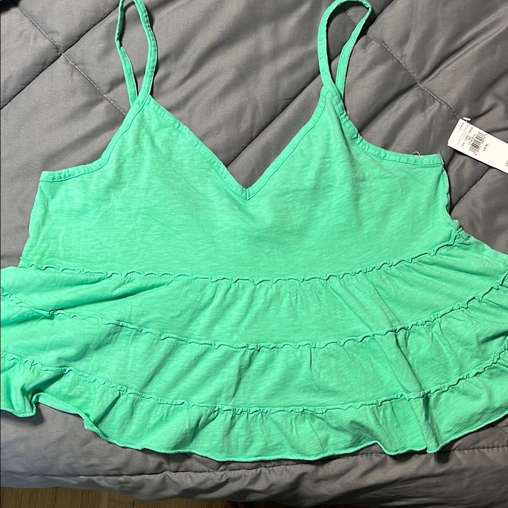 Women's Green Ruffle Top